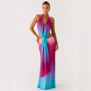 NWT Peppermayo After Bloom Maxi Dress US 4 Small Blue & Pink Ombré